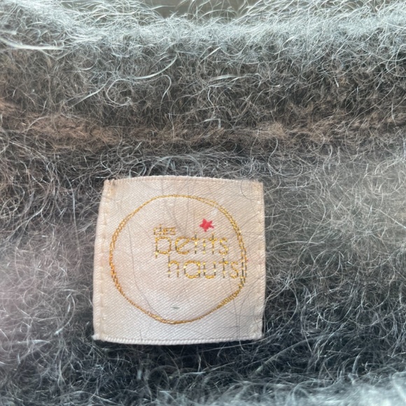 Des Petits Hauts Mohair striped gray, yellow (Women L), loose fit Sweater. - Picture 5 of 11